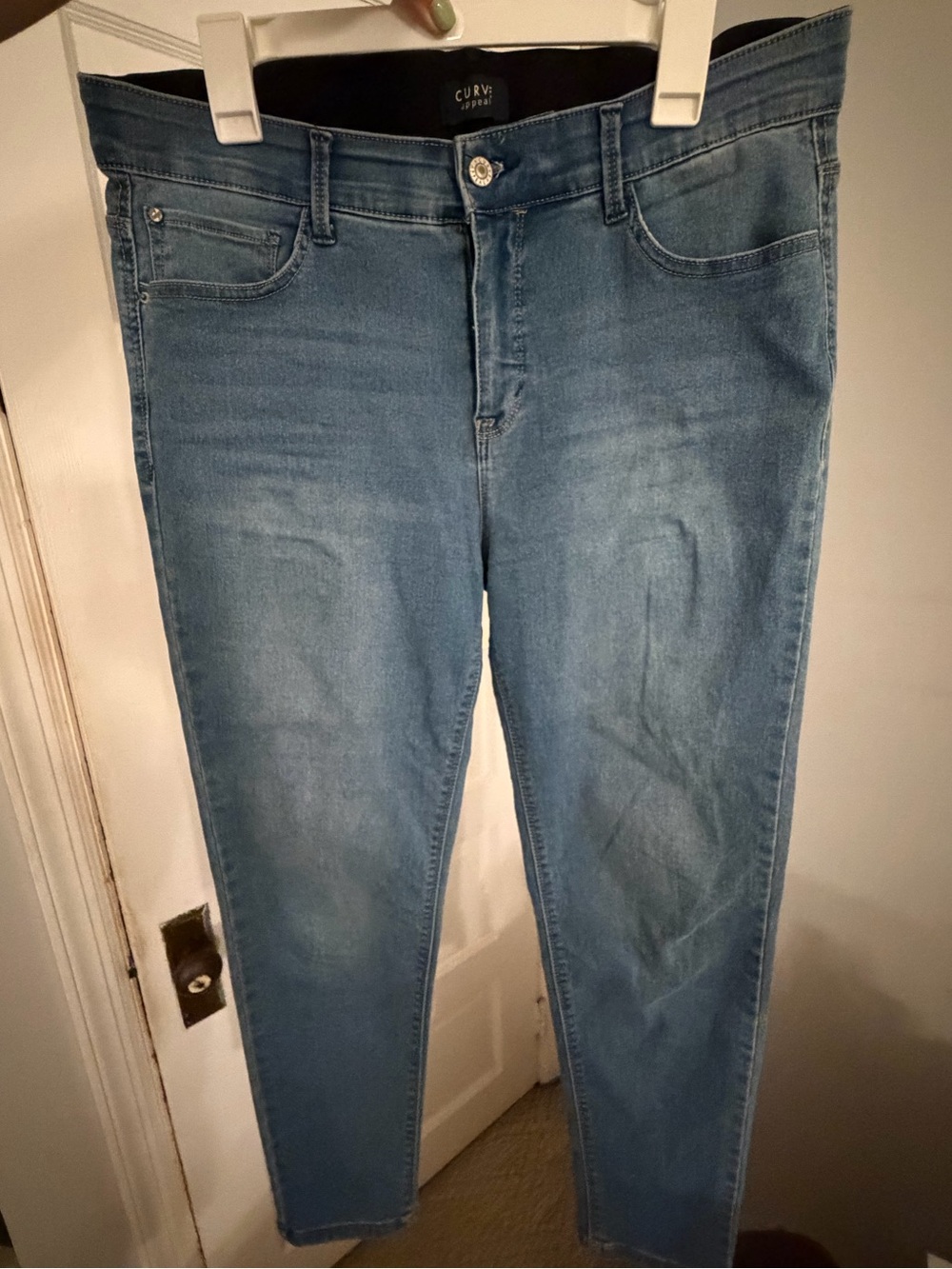 Curve Appeal Women's Stretch Jeggings in Mid Blue - Size 14/32